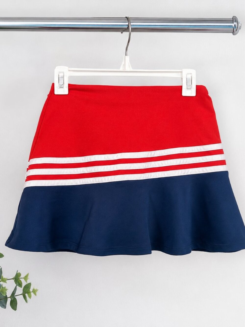 adidas Girls Skort Red Navy White 3-Stripe Athletic Tennis Golf Size M 10/12